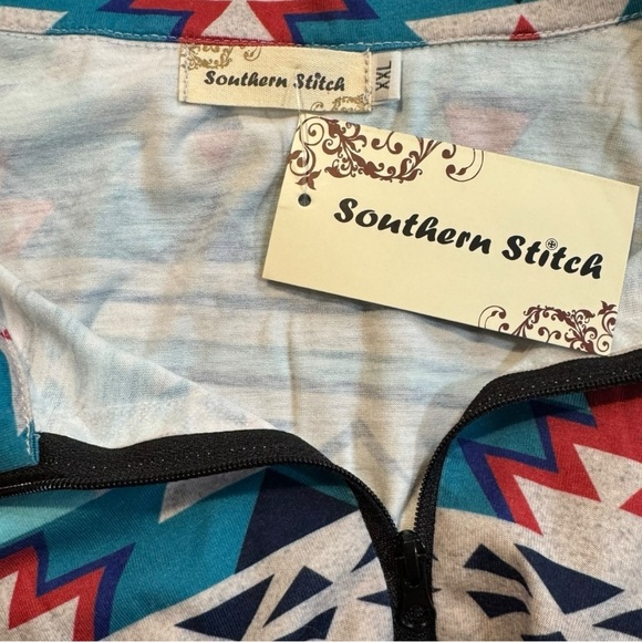 NWT Southern Stitch Plus Size Aztec Zip Collared Western Top XXL - Picture 4 of 7